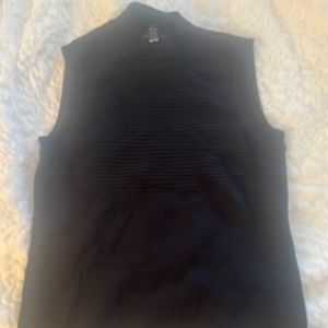 Cable and Gauge Ribbed Sleeveless Sweeter, Black, PL